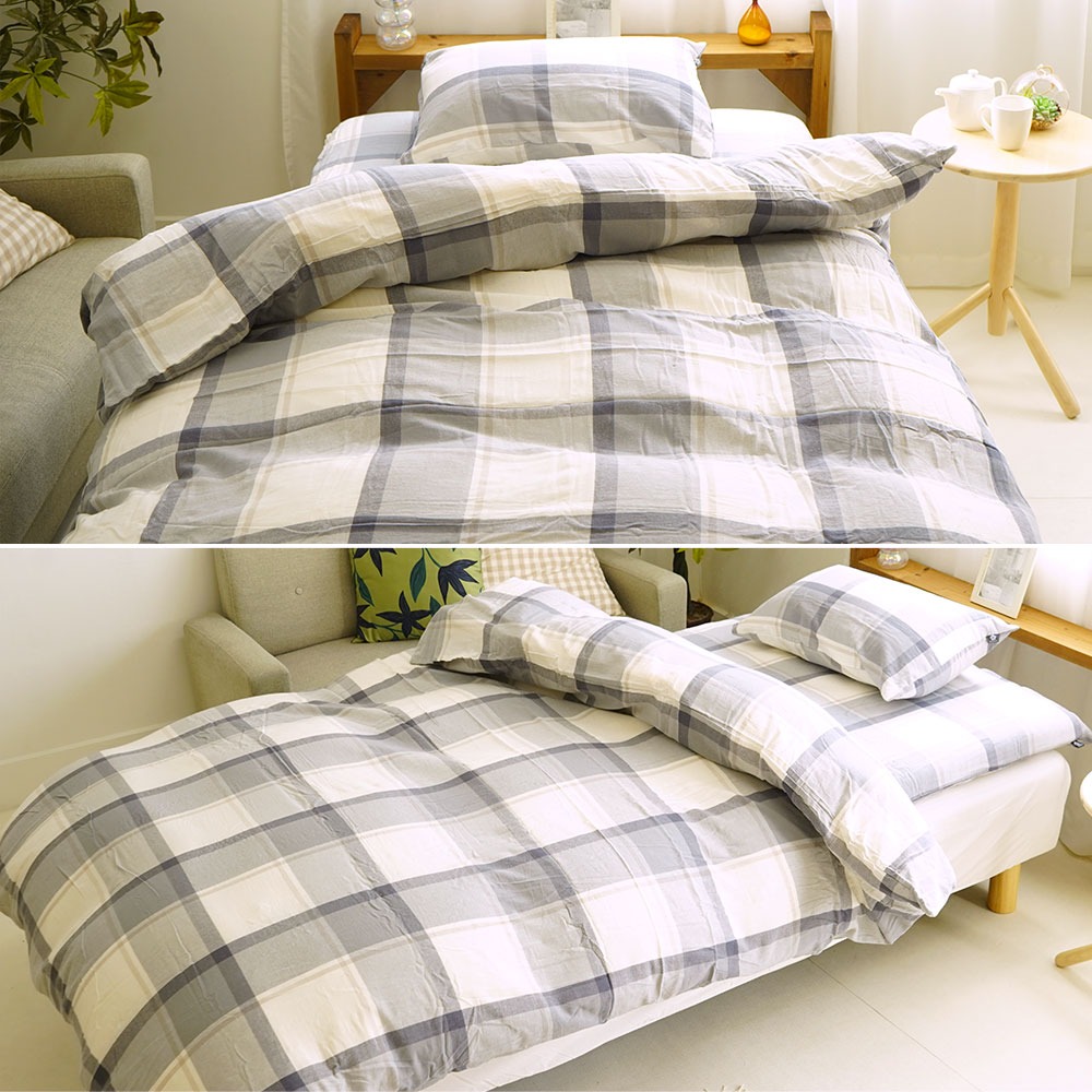 綿100% 先染め洗いざらし布団カバー グレー