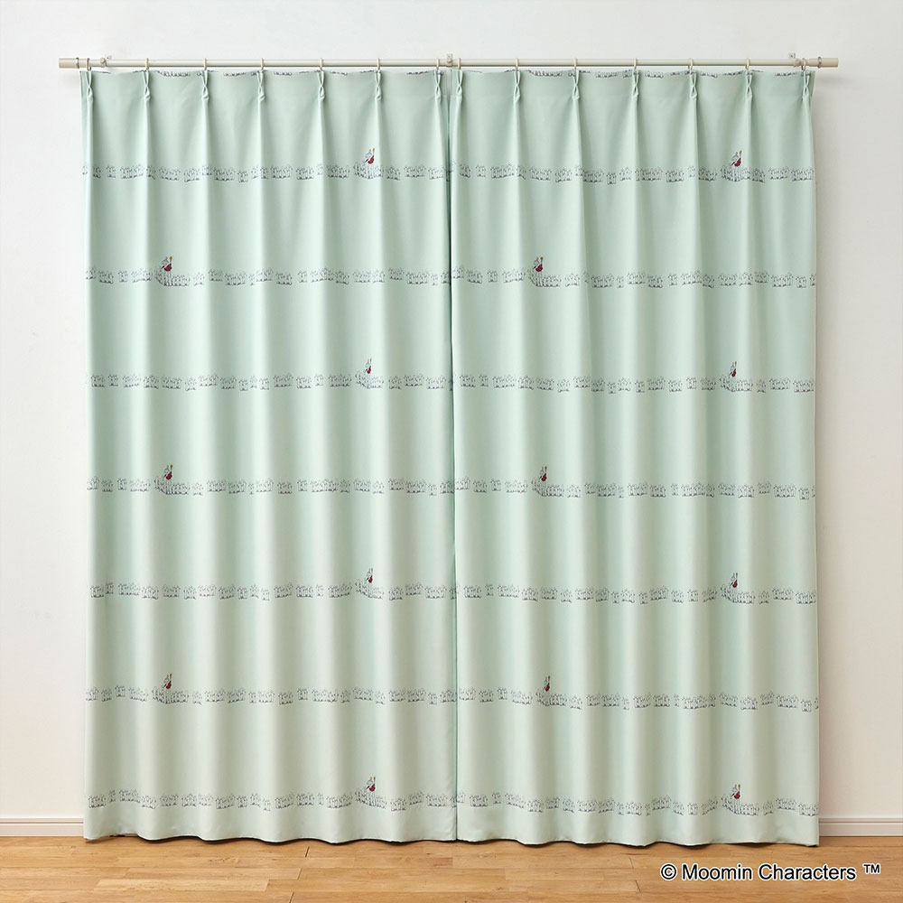 ムーミン ドレープ カーテン ニョロニョロ ボーダーライトブルー