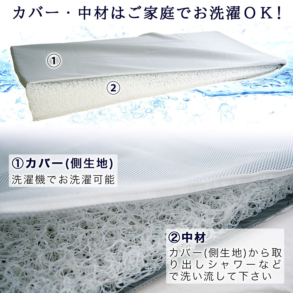 高反発 敷布団 側生地と中芯すべてお洗濯可能