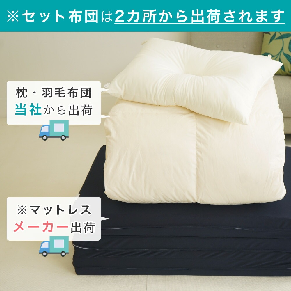 羽毛3点セット布団 2か所から出荷されます