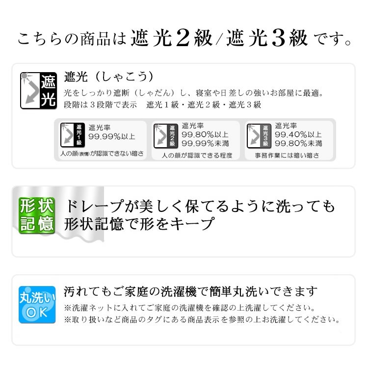 こちらの商品は遮光2級、遮光3級です