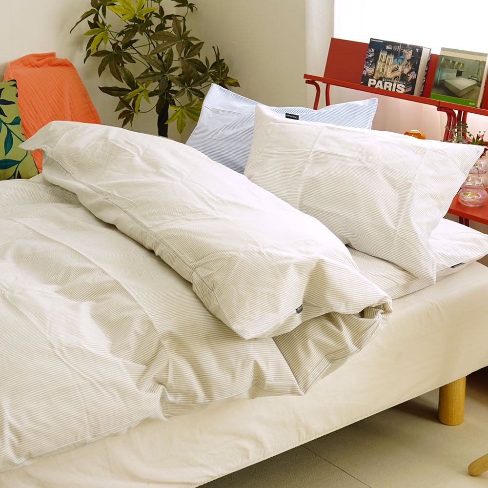 綿100% ストライプ柄 布団カバー イメージ