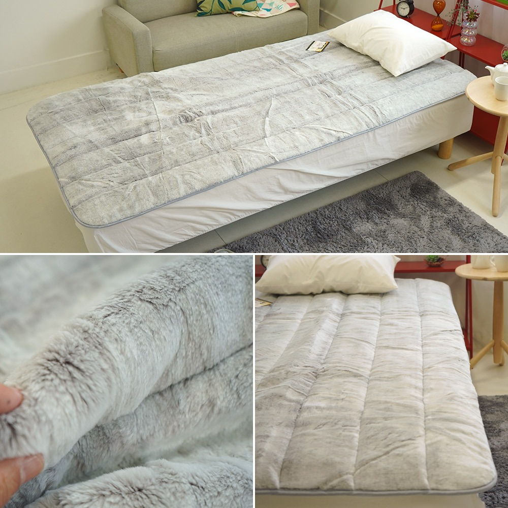 備長炭わた入り アクリルマイヤーファー敷パッド グレー